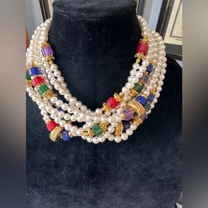 Vintage multi strand faux pearl/stones